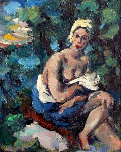 Semi-Nude Woman in Landscape (Nina Kandinsky)